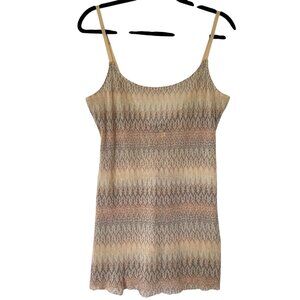 Intimately Free People Beige Mesh Knit Print Mini Dress